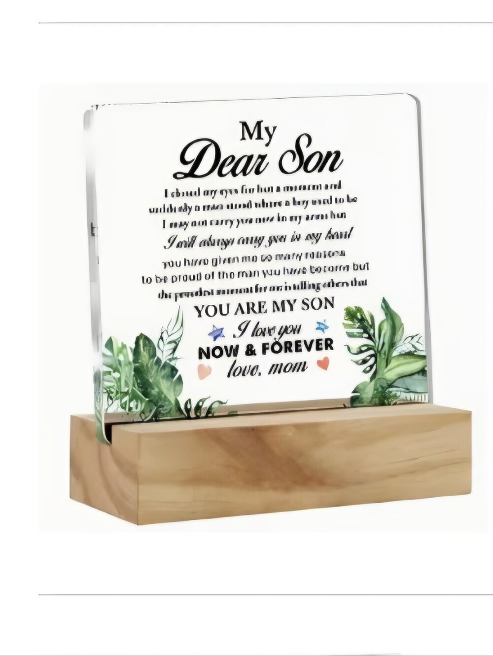 New 2D Flat, Son Appreciation Gift, Acrylic Plaque From MOM - Picture 2 of 2